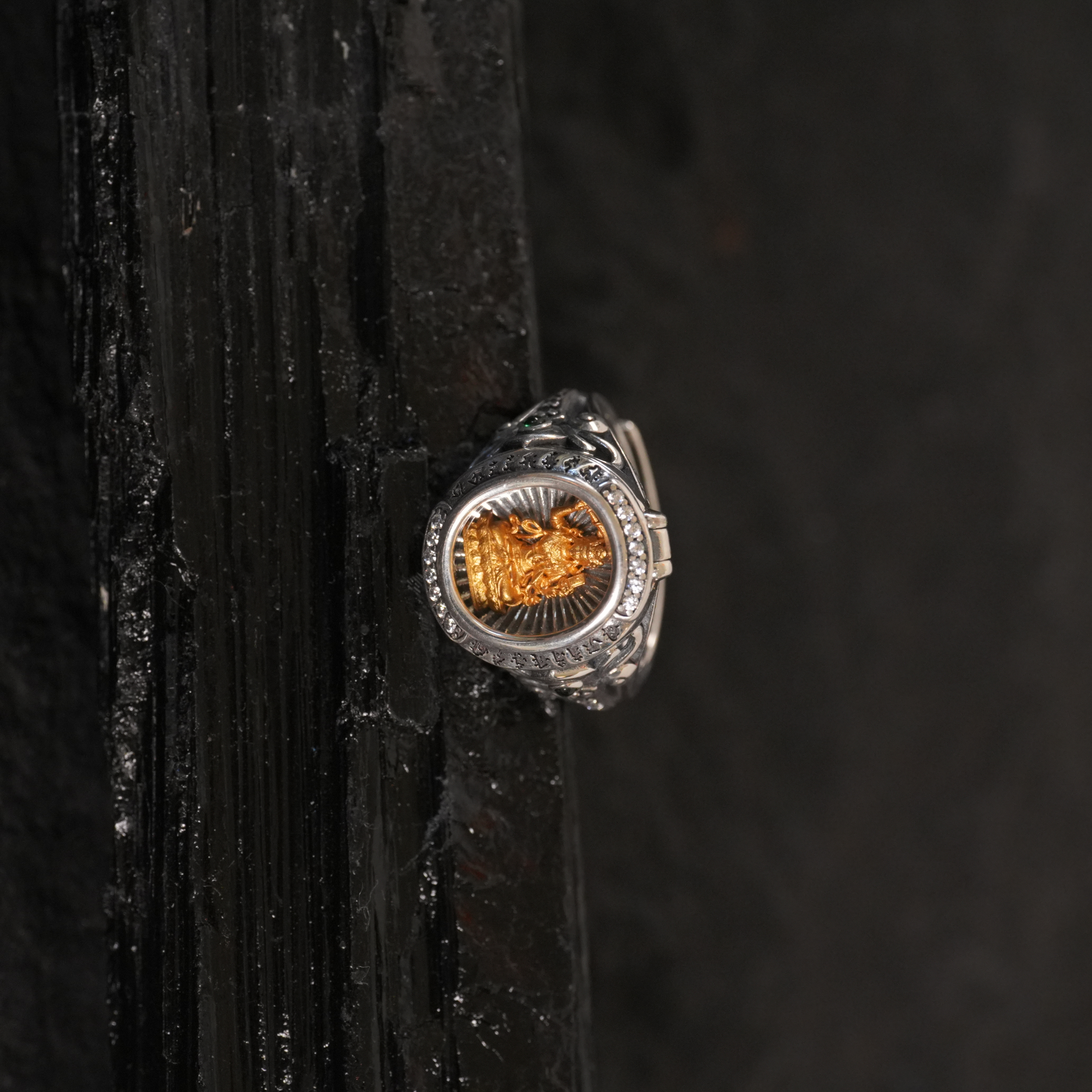 925银戒指 【智心戒】手工雕刻文殊 顺遂 聪慧 富足美满 陆叁人