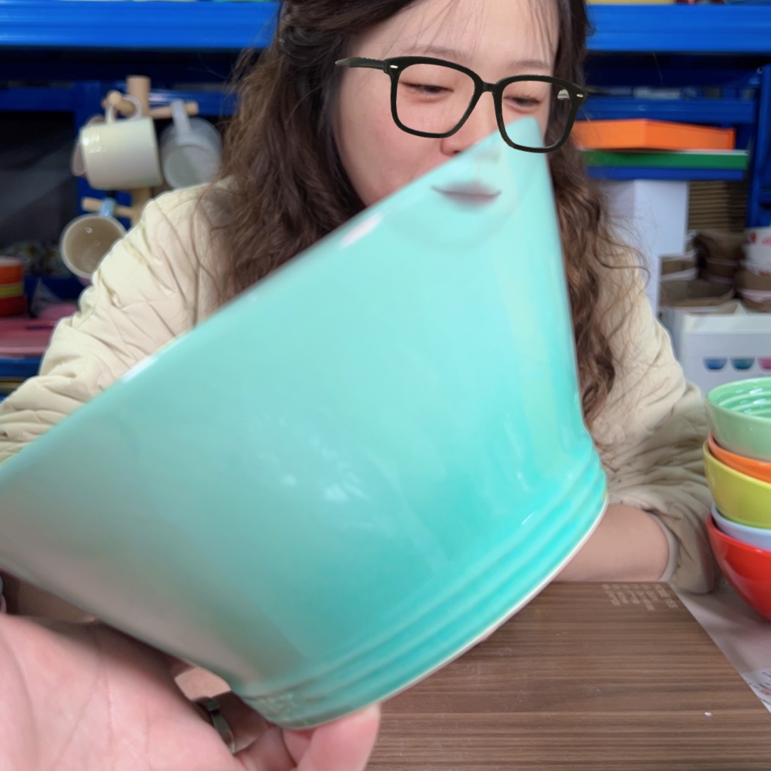 陶瓷青羽色大号斗笠