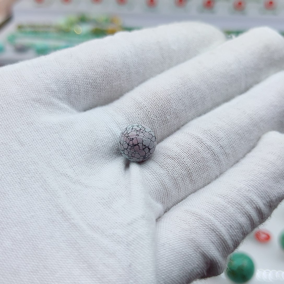 未镶嵌绿松石珠宝奇石樱花粉圆珠10.5