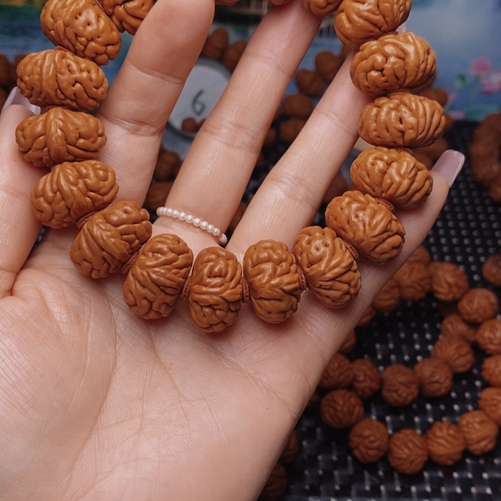 桃核手串安**爸龙纹桃核