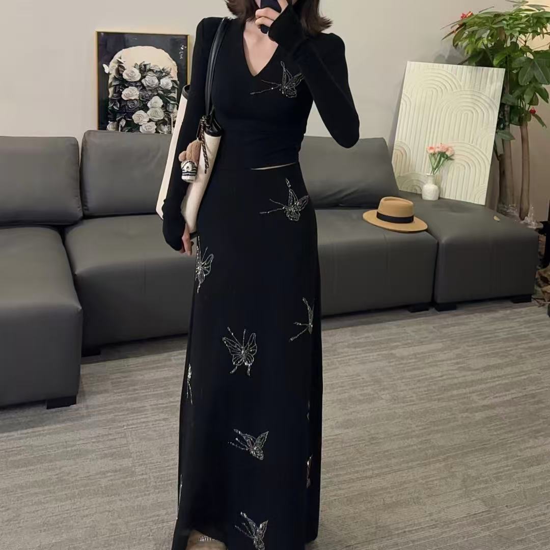 【OS&oneshow】2025年秋冬显瘦高腰气质加绒加厚半身裙时尚套装