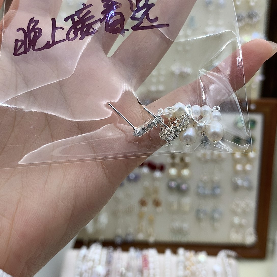 耳饰银S925镶嵌淡水珍珠