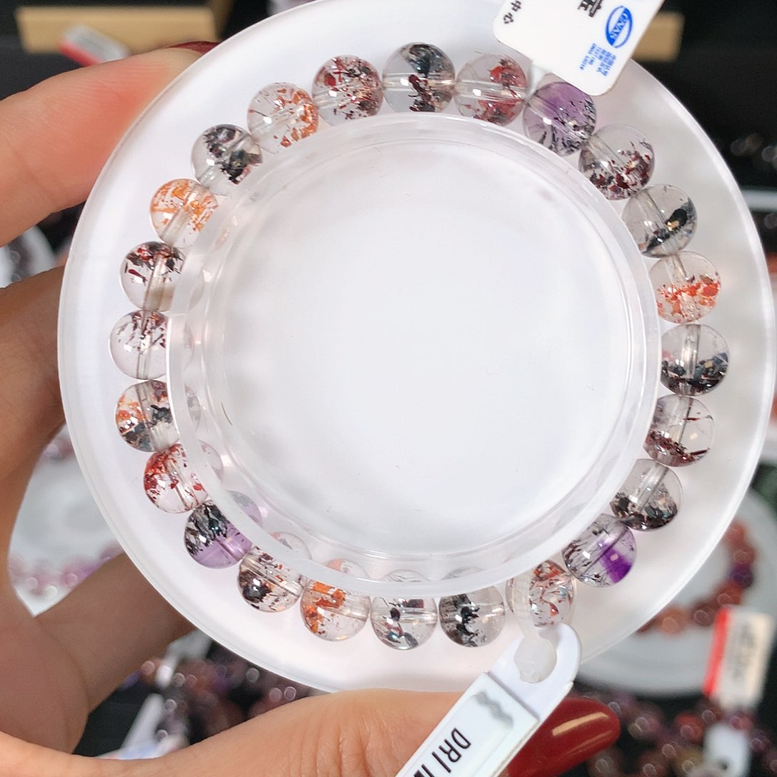 水晶手链未镶嵌彩霉毒液7.8mm