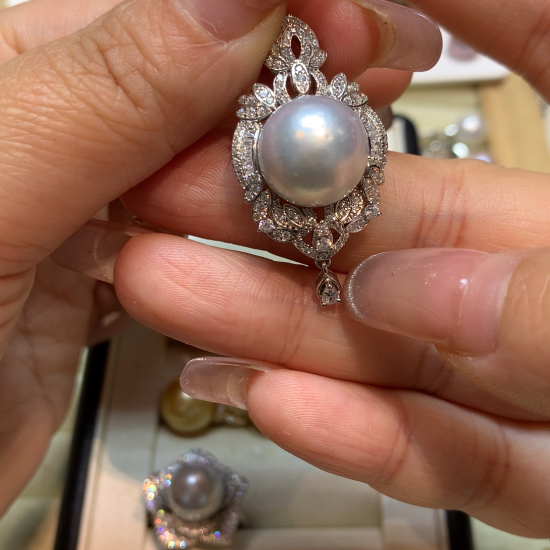 海水珍珠颈饰银S925镶嵌