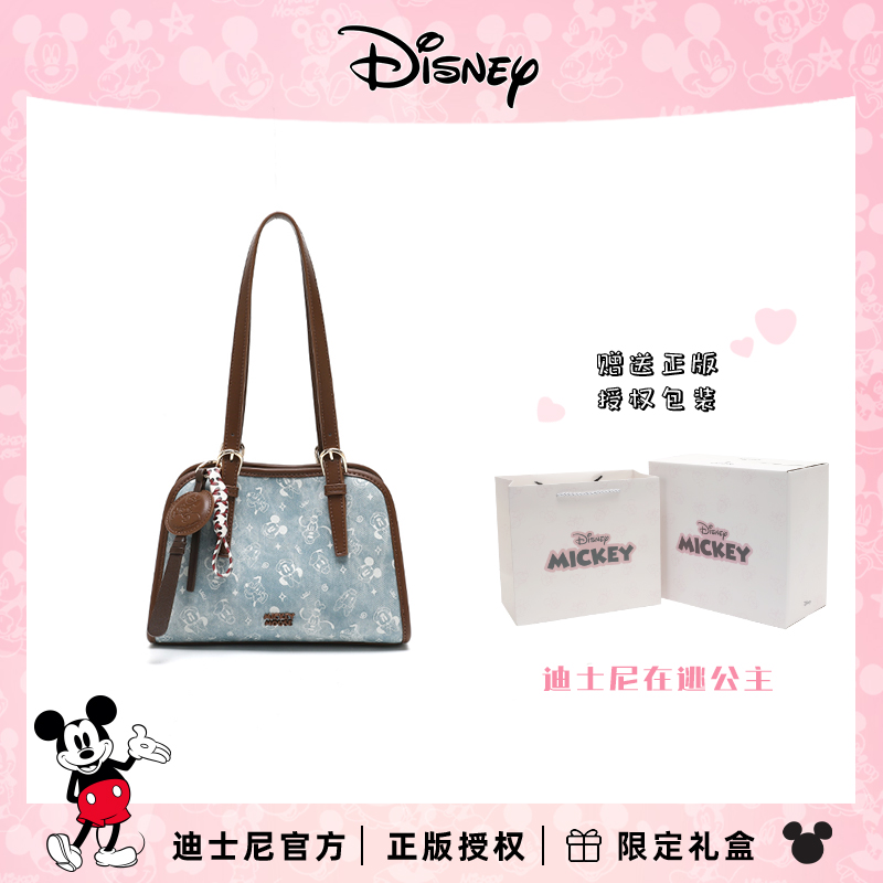 Disney/迪士尼【牛仔复古托特】时尚潮流通勤手拎单肩斜挎大托特包