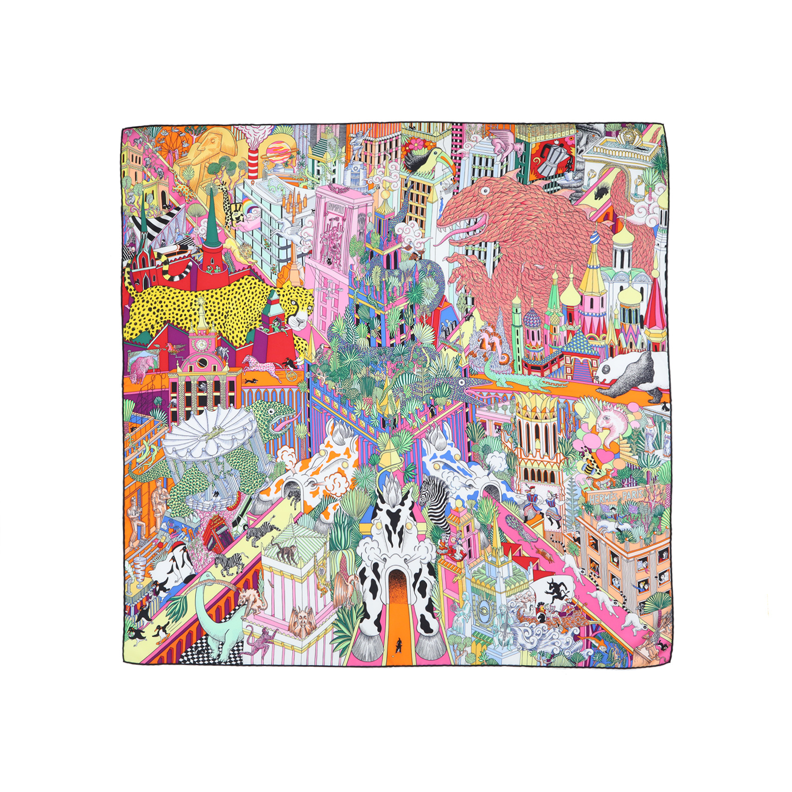 99新 Hermes/爱马仕 -188 小花攀攀 90X90CM 丝巾 彩色 桑蚕丝 