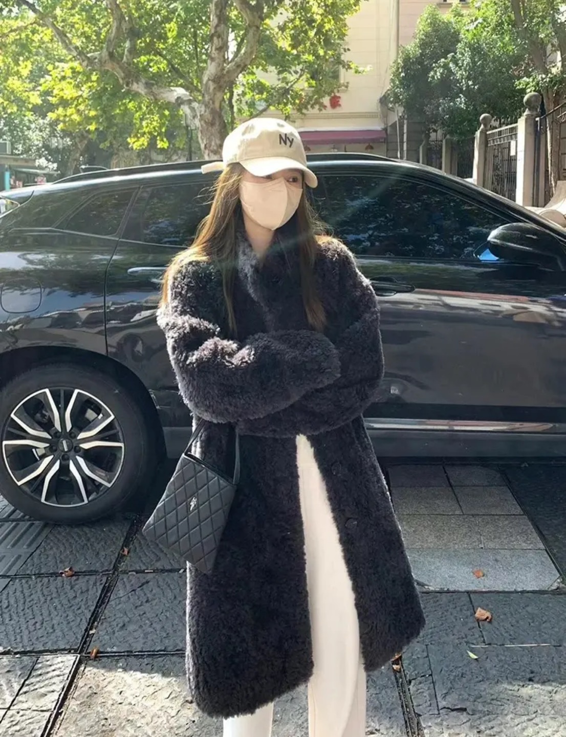 海宁100绵羊毛羊羔毛外套女冬长款立领羊毛一体宽松加厚慵懒外套