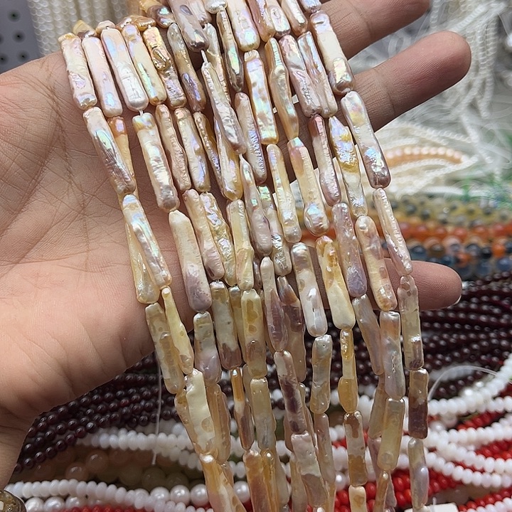 玛瑙/玉髓未镶嵌珠宝半成品一条银条巴洛克珍珠