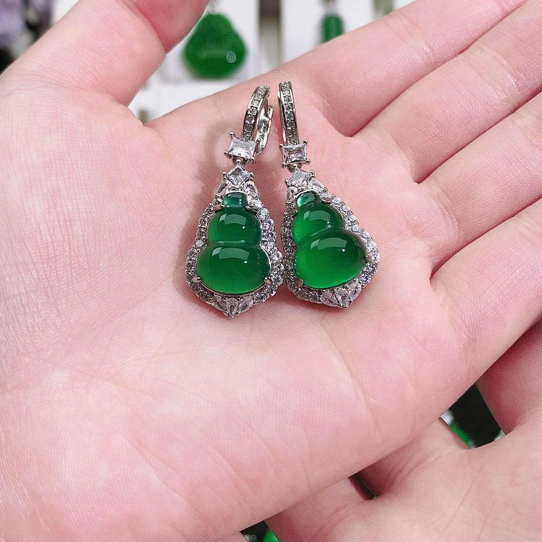 涵***哥玛瑙/玉髓未镶嵌戒指纯天然珠宝玉石正品满钻葫芦耳扣银