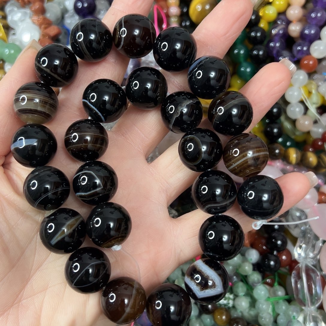 玛瑙/玉髓未镶嵌珠宝半成品，卡16缠丝玛瑙一条
