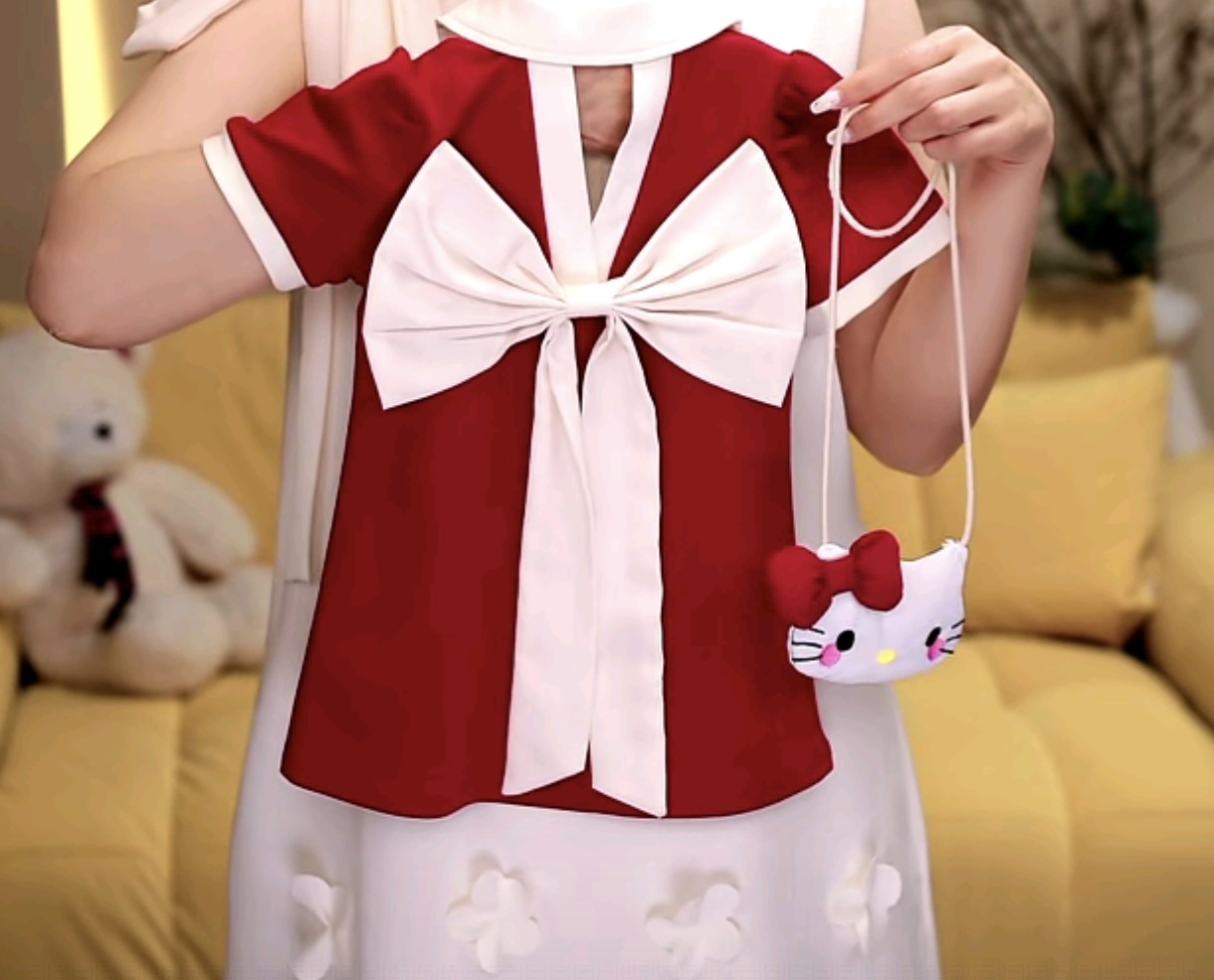 女蓬蓬裙夏季千金风蝴蝶结连衣裙韩版洋气亲子