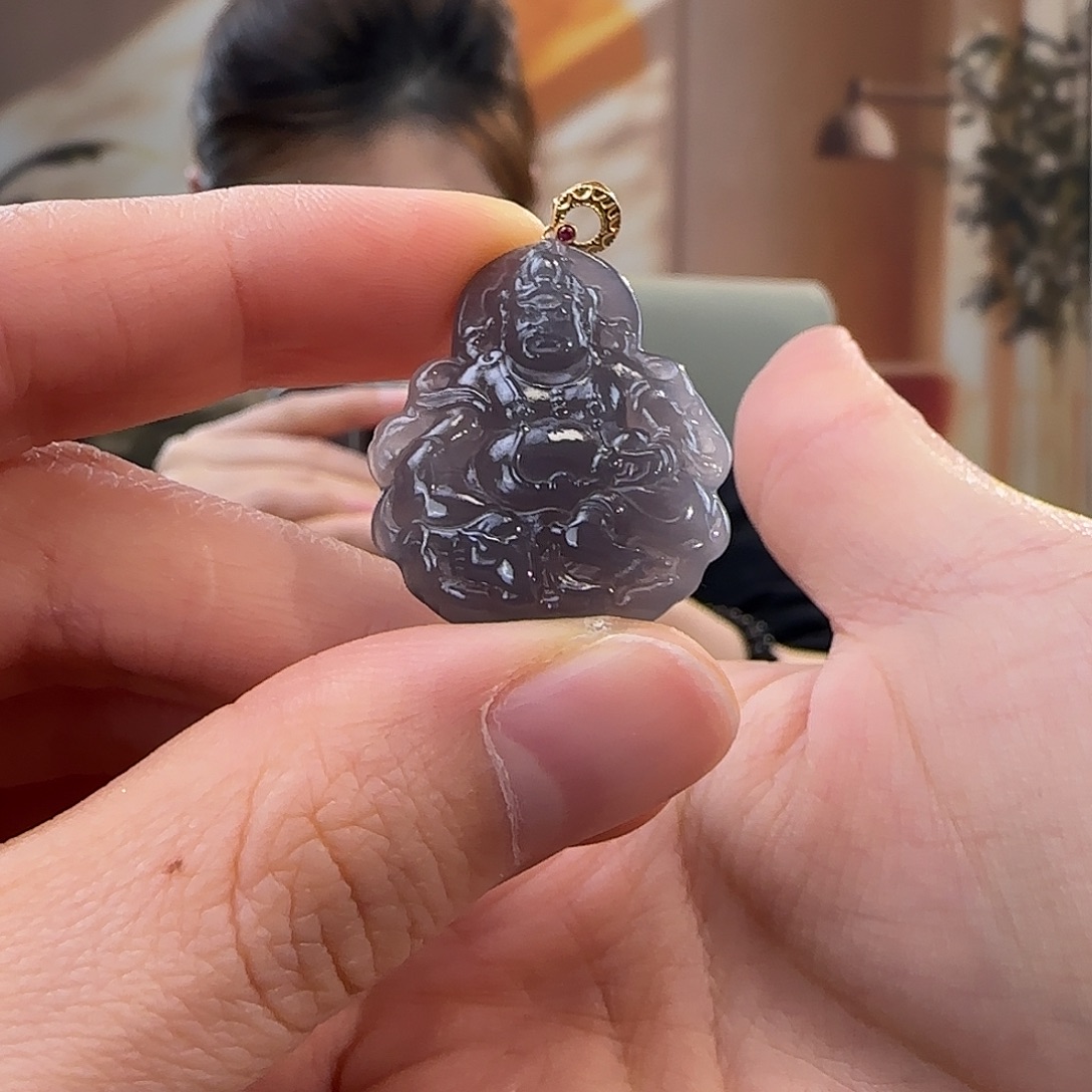 和田玉18K金镶嵌吊坠(不含链)