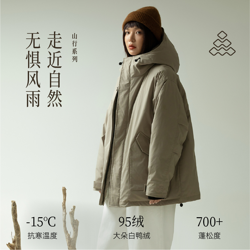 道木熙新款户外山系风95白鸭绒休闲保暖防风派克情侣款