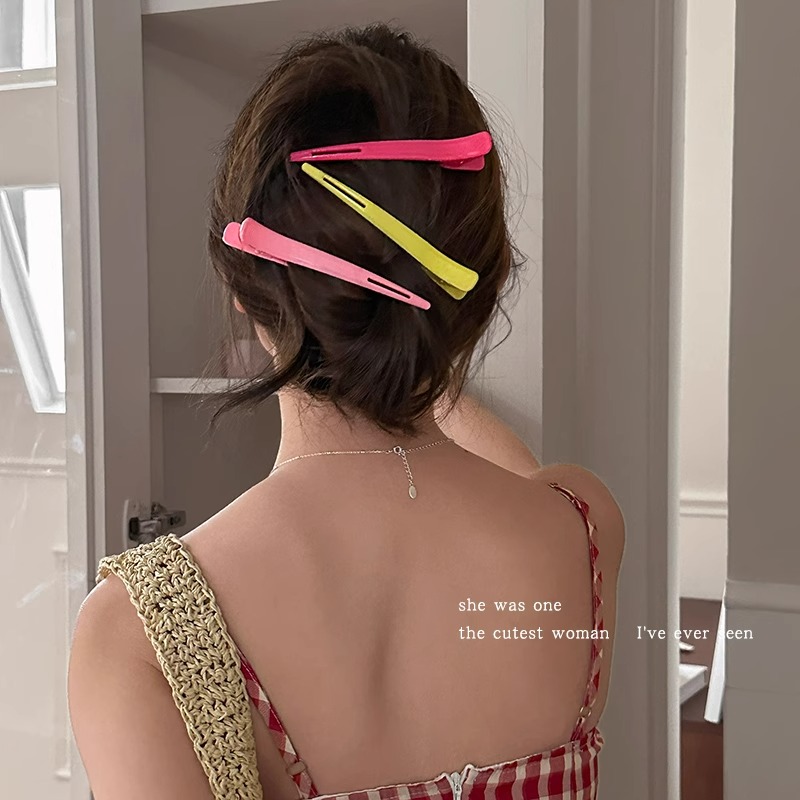 彩色一字发夹女2025新款高端化妆专用侧边碎发刘海夹子鸭嘴夹发卡