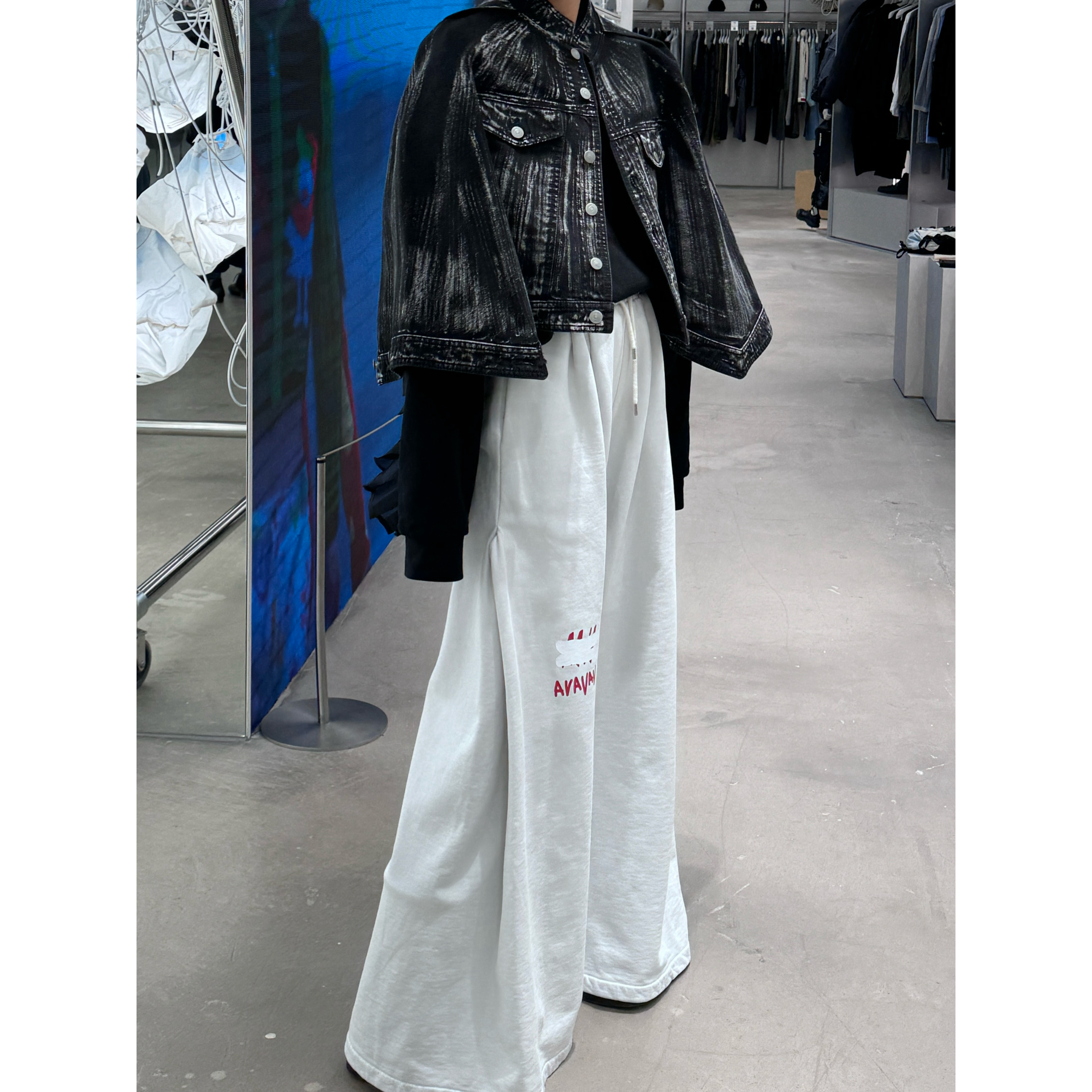 印花休闲阔腿卫裤