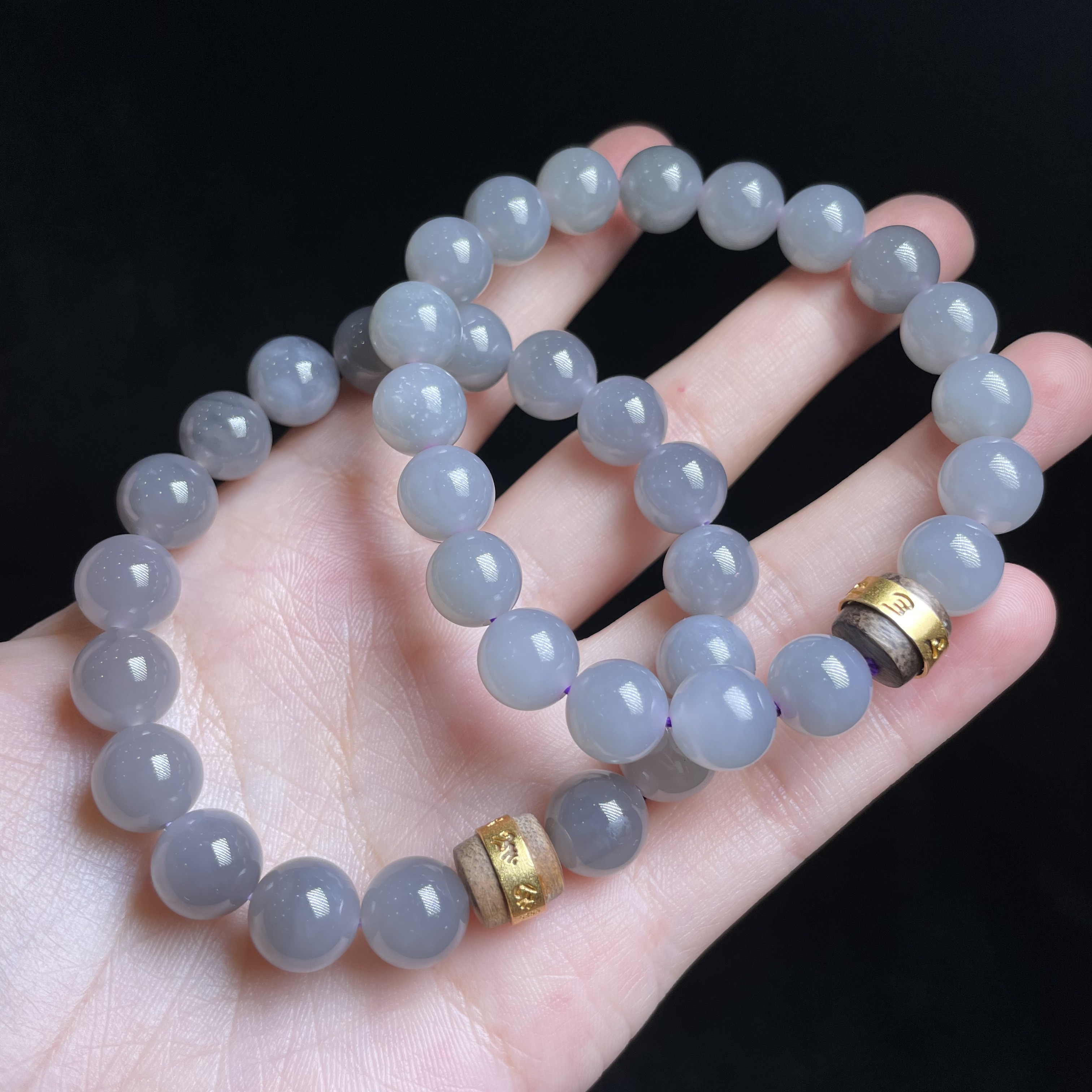 【玉总珠宝】和田玉浅烟紫手串-约10mm 多样性发一CAN060892