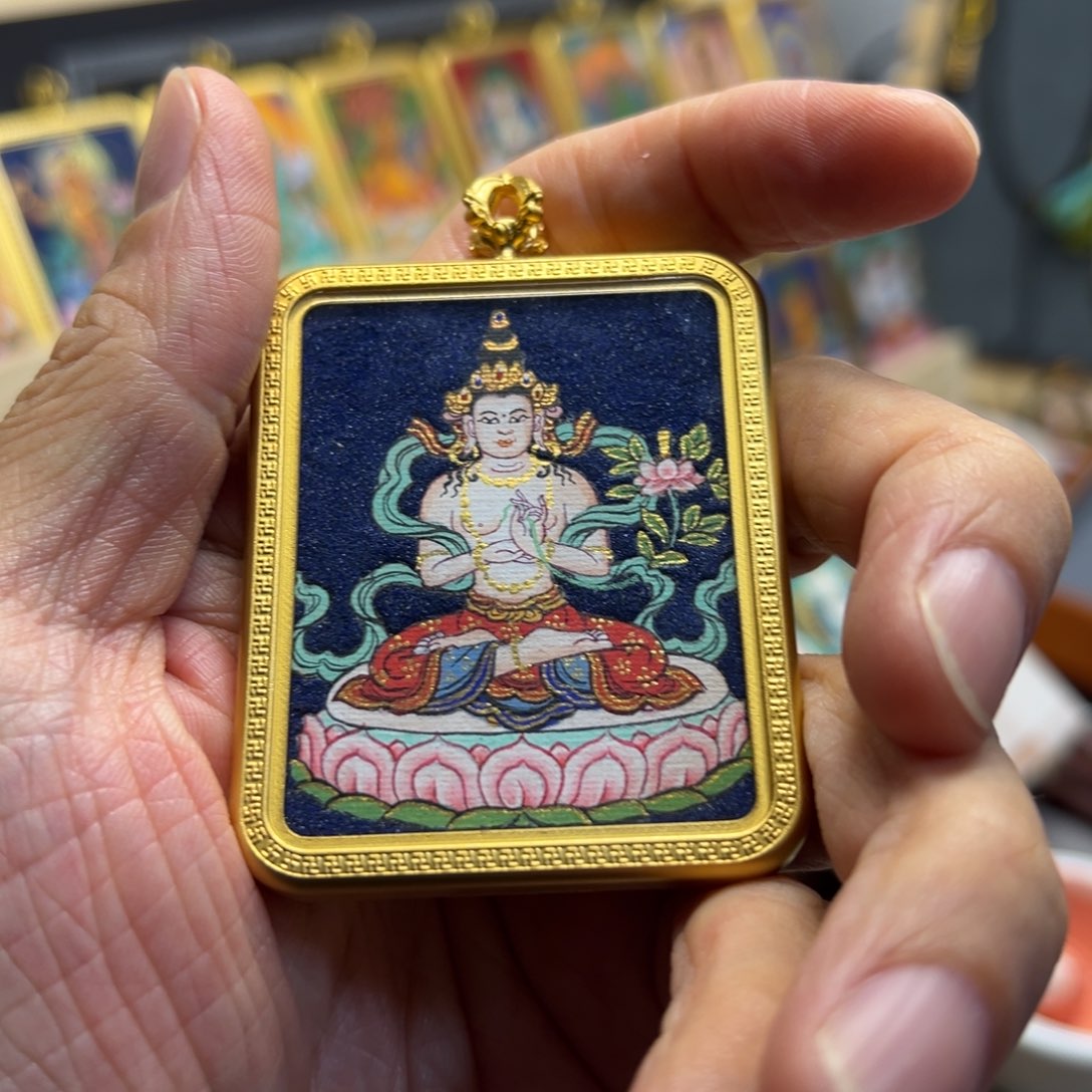 吊坠纯手绘蓝唐大势至