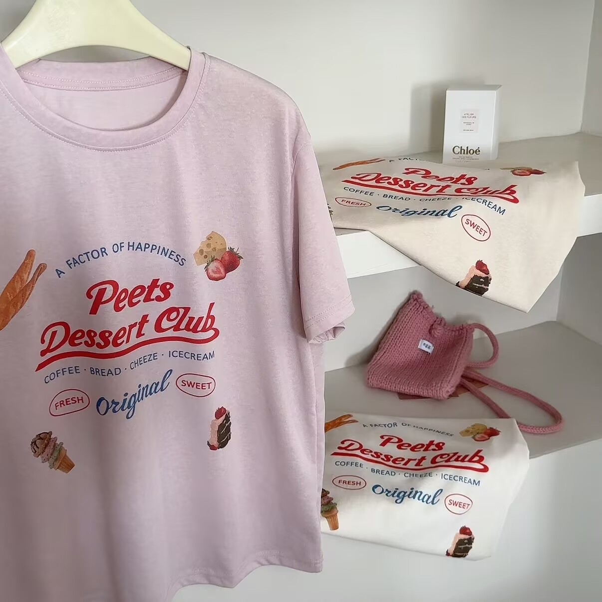 T2451 食品印花T恤 风信紫 显瘦夏季短袖上衣