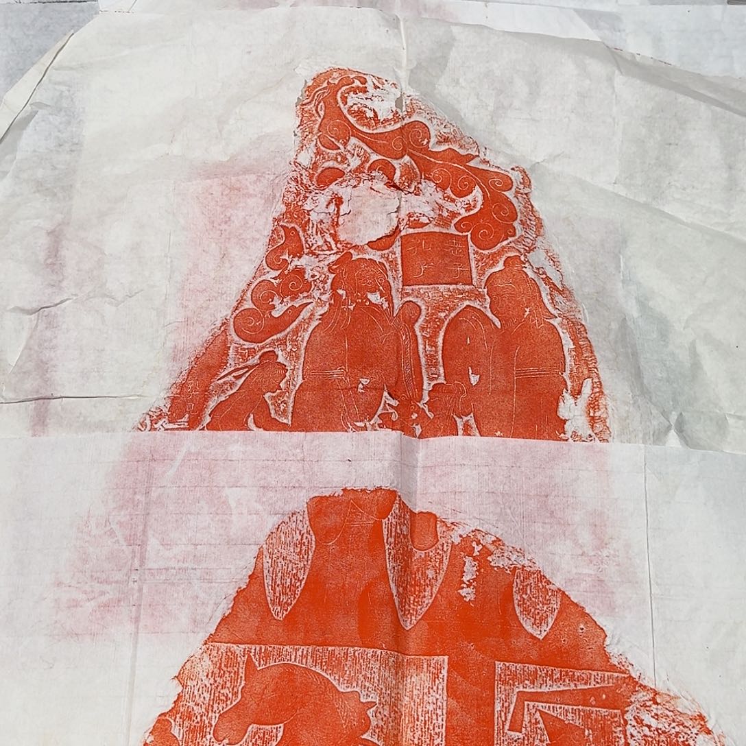 唐***秋印石拓片用纸孔子见老子加车马出行图