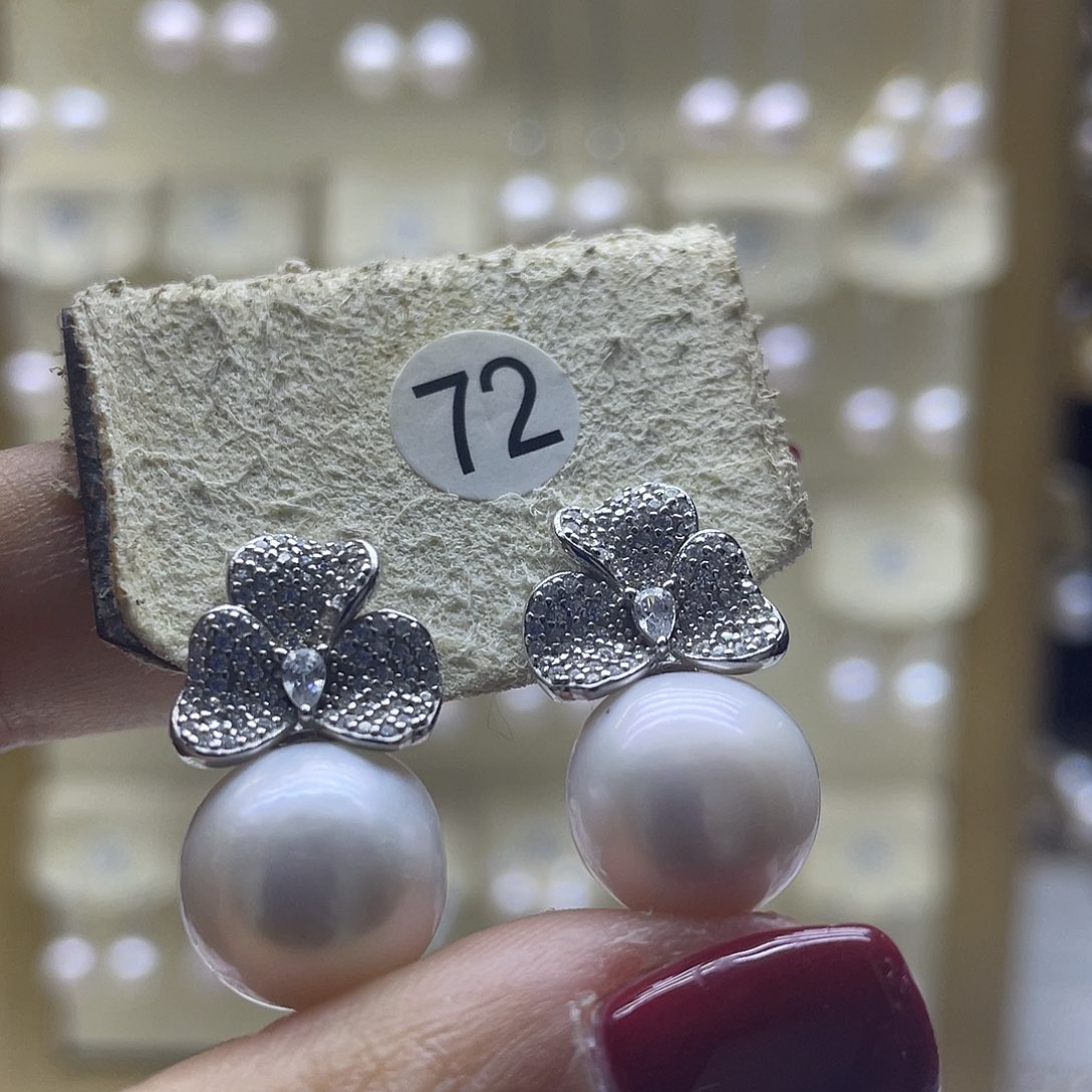 淡水珍珠耳饰银S925镶嵌