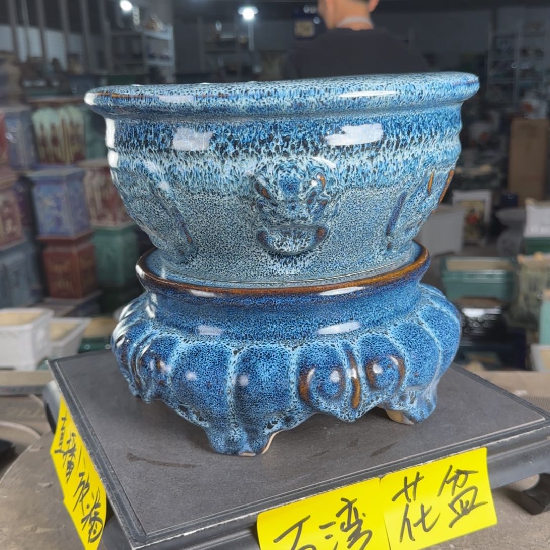 一风堂石湾花盆。缝隙