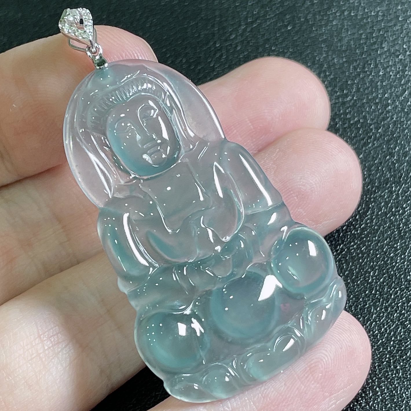 天然A货翡翠蓝冰观音吊坠01 （多样性发货)