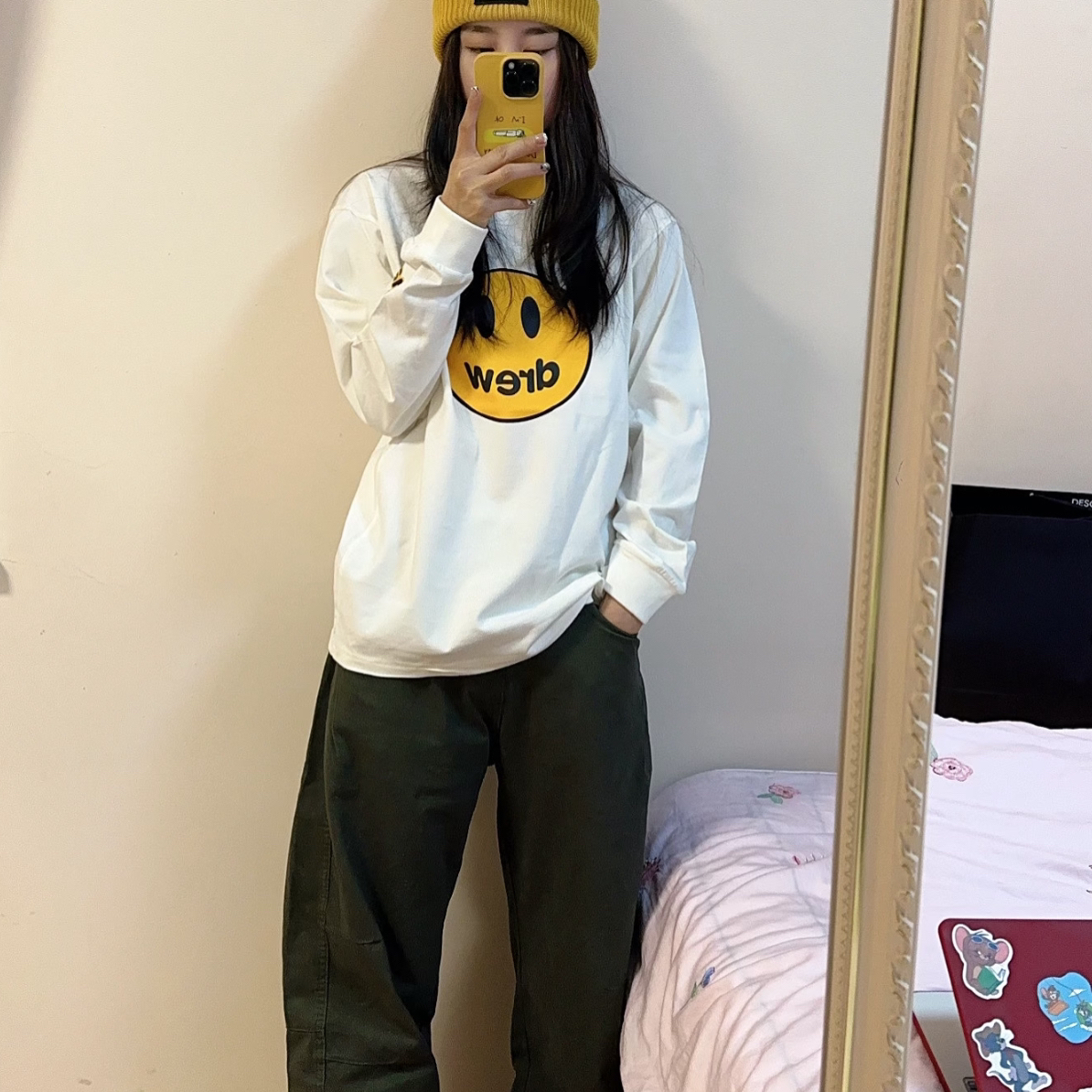 猪窝笑脸款长袖字母圆领卫衣厚款【380克高磅】