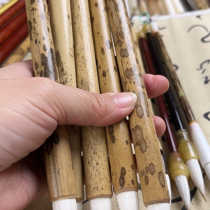 清***源老梅鹿杆羊毫蒜头笔5支出锋3.0左右