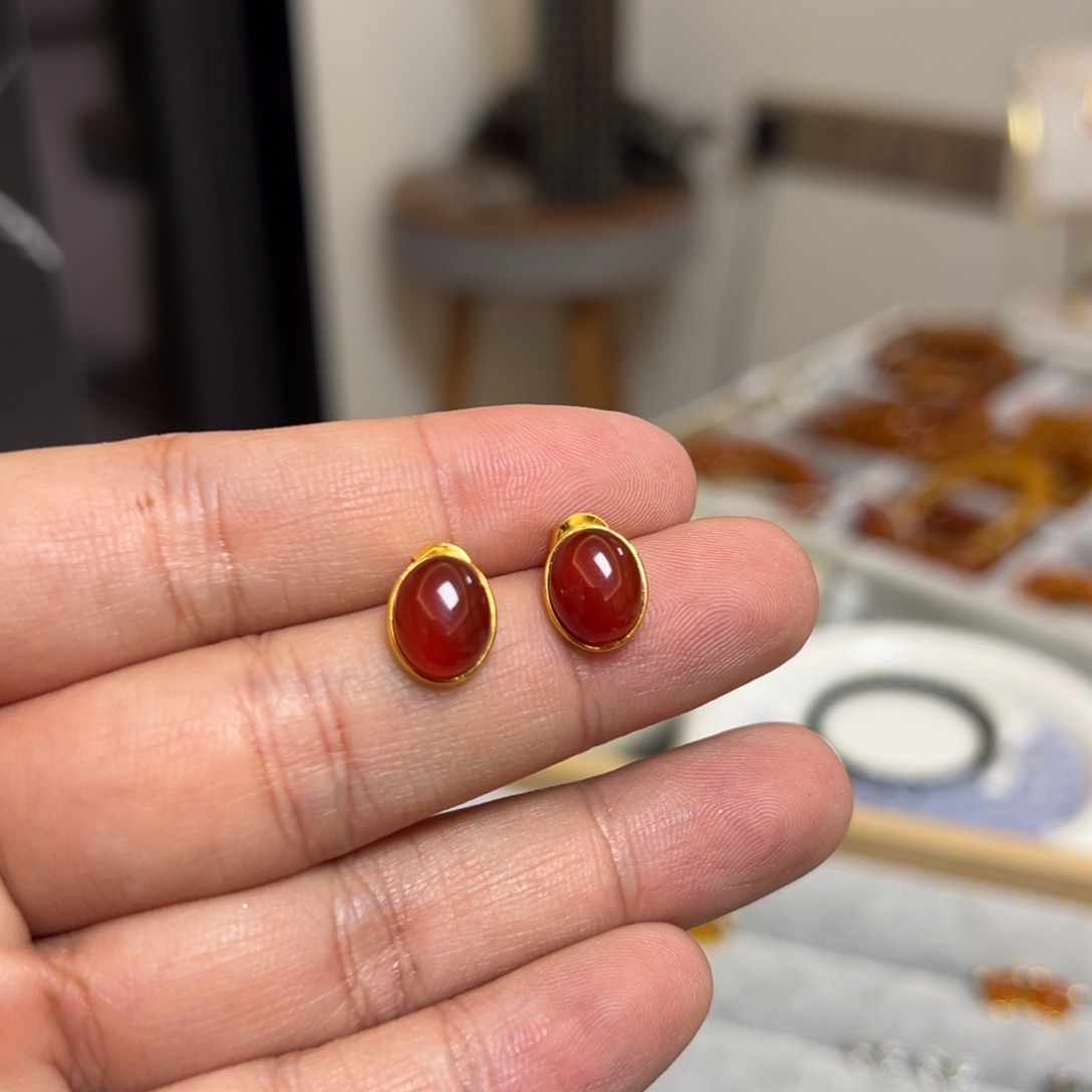 玛瑙/玉髓珠宝半成品银S925镀金镶嵌