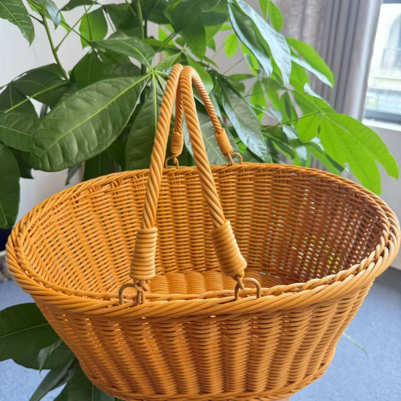 WY0000手提篮购物篮子水果篮买菜篮手工编织36-27-16