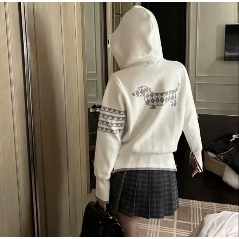 【小狗提花毛衣】显瘦提花连帽外套秋冬新款宽松休闲风外搭上衣女