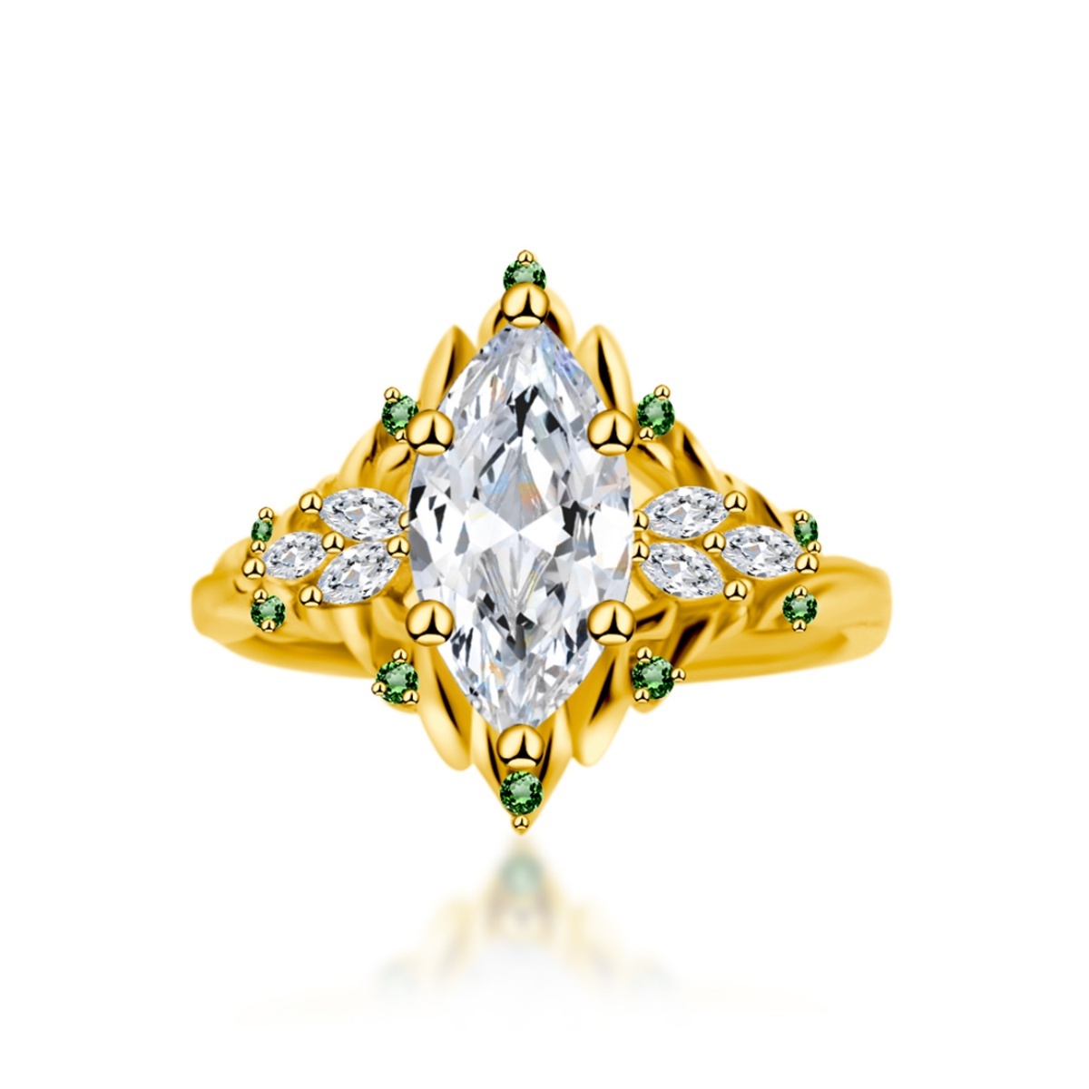 奢米欧 SHMOY 925银莫桑石戒指 绿野马眼戒指 2克拉