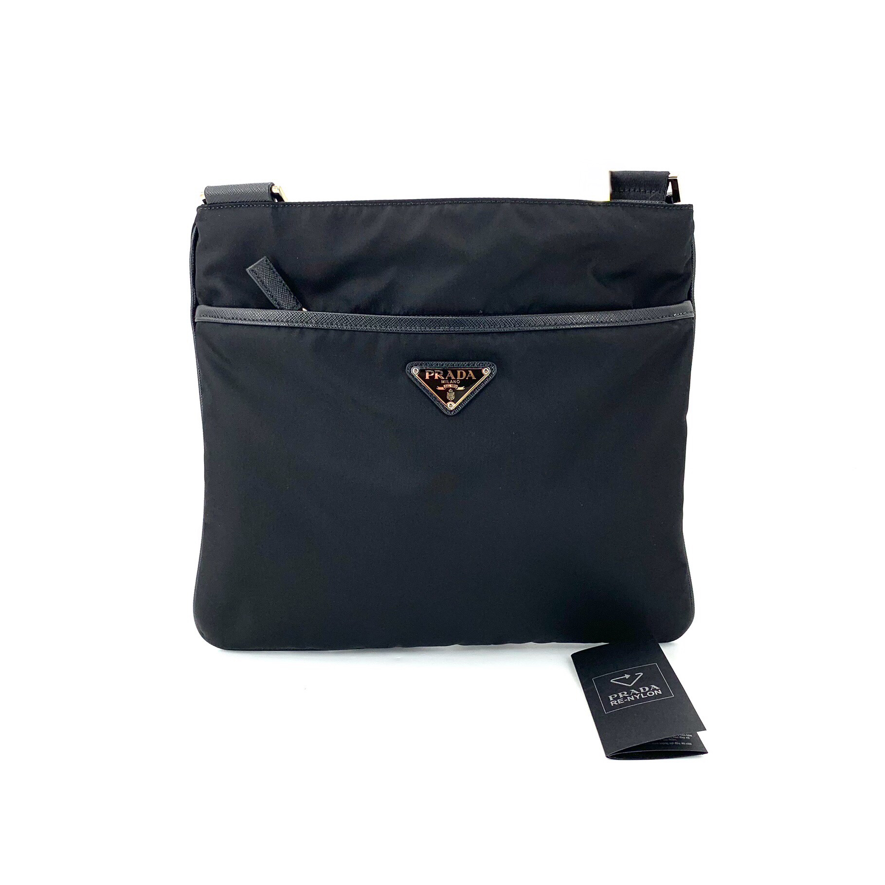 99新 Prada/普拉达 黑色尼龙帆布斜挎包 尺寸30/27