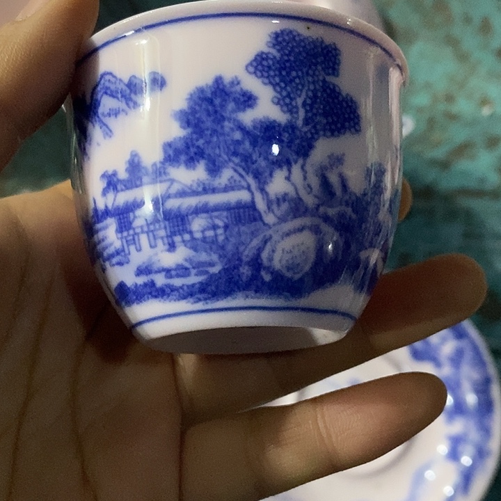 摆件陶红稀土富春山居图小缸杯