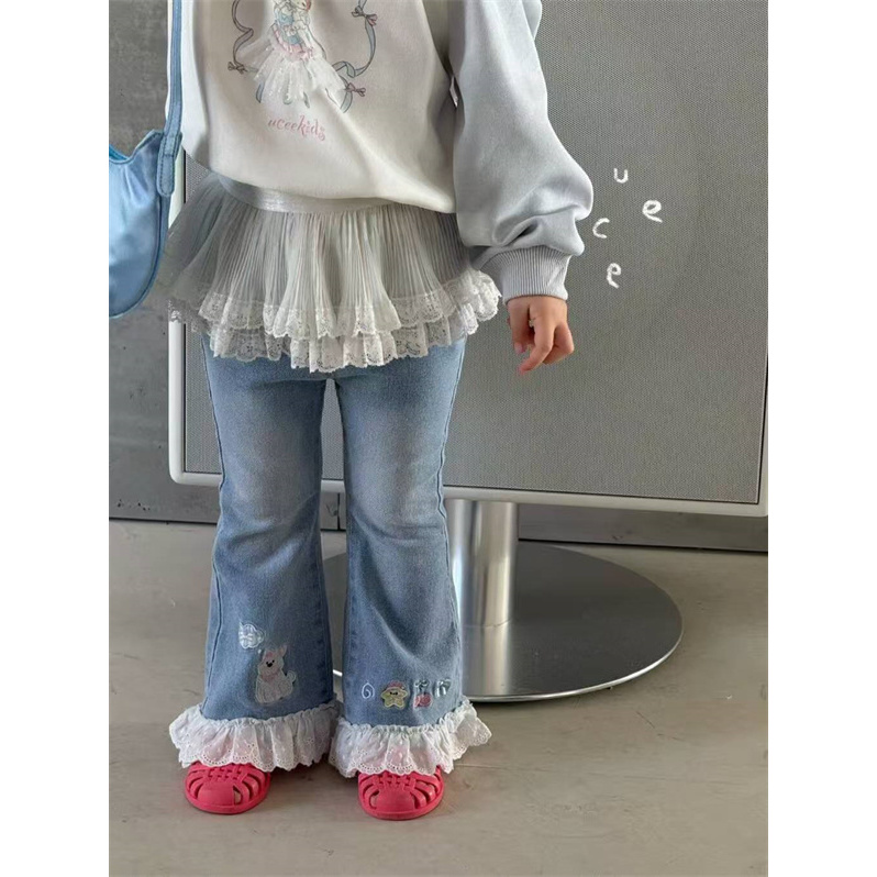 【萌动】釉兮·26春~女宝宝春装刺绣花边脚口牛仔裤885020（童装汉服）
