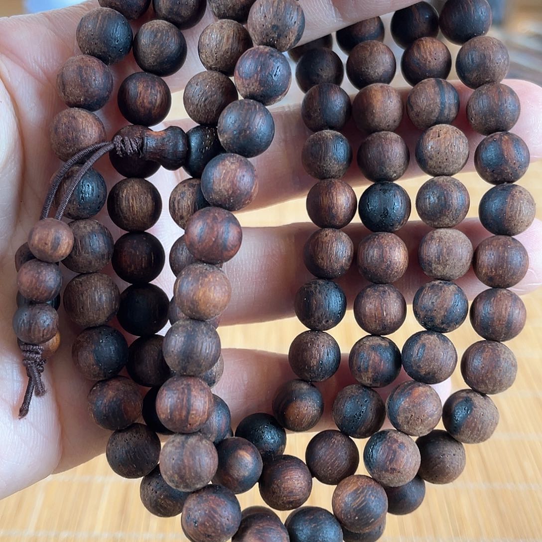 降真香手串/手链0.8/108红油软油金丝密结