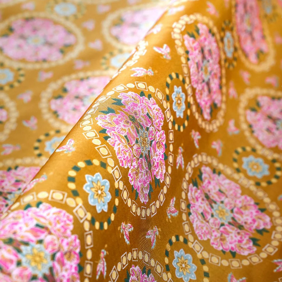 1米链接#【钱小萍】海棠蝴蝶 桑蚕丝面料（面料一经裁剪不支持退换