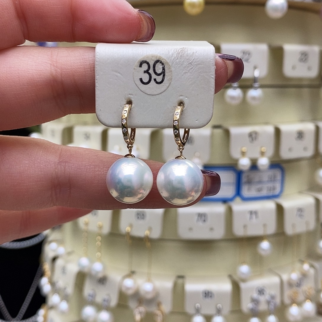 淡水珍珠耳饰18K金镶嵌