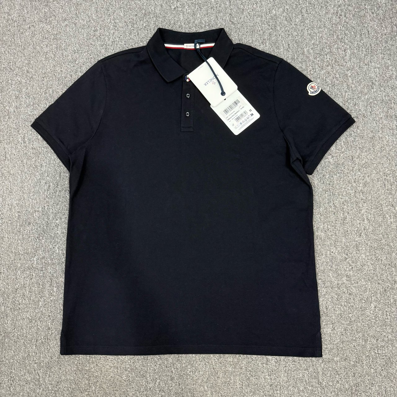 未使用 MONCLER 13985229 黑色手臂徽标刺绣logo短袖Polo衫XXL码
