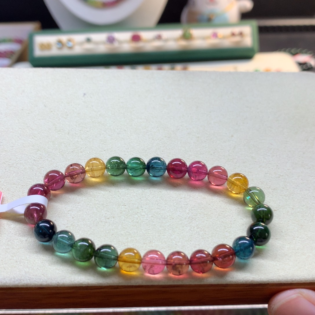手串未镶嵌碧玺浓郁彩虹7mm