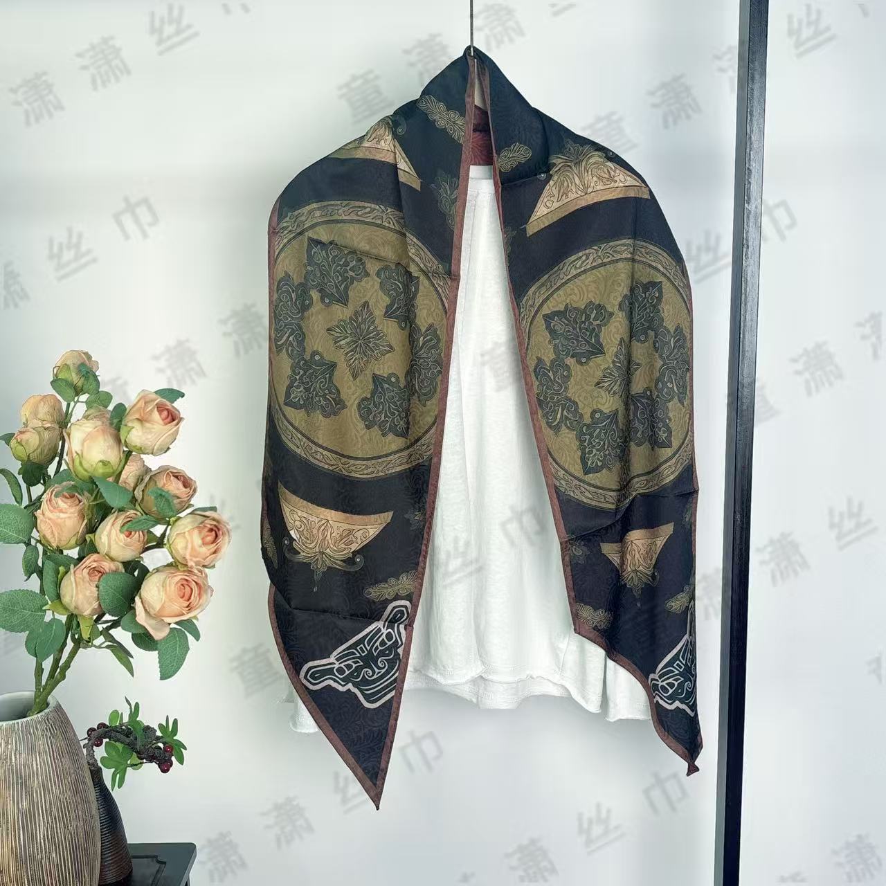 （墨金圆章）飘带25*150左右长条巾围巾