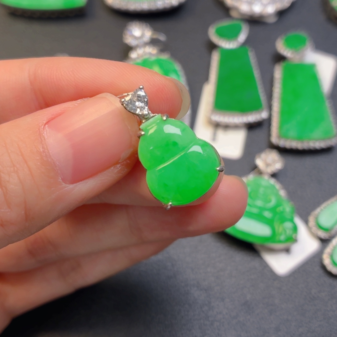 翡翠银S925镶嵌吊坠(不含链)