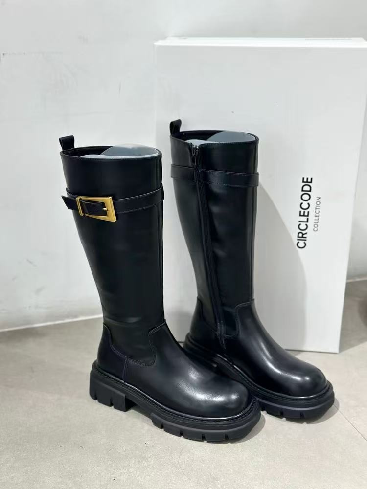 (番茄)冬季粗跟4公分黑色长靴779-71