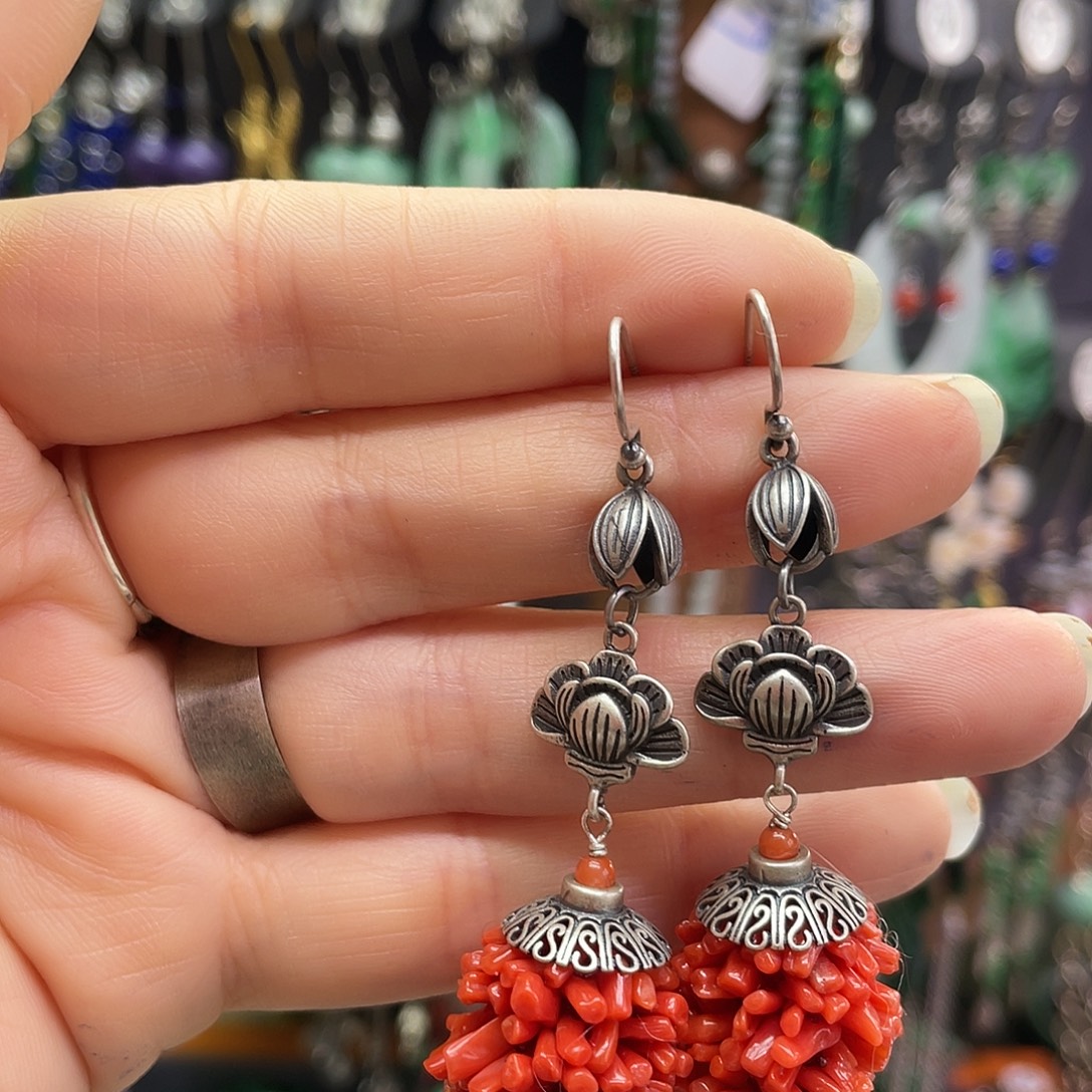 吉***尚玛瑙/玉髓银S925镶嵌耳钉580hnhgj