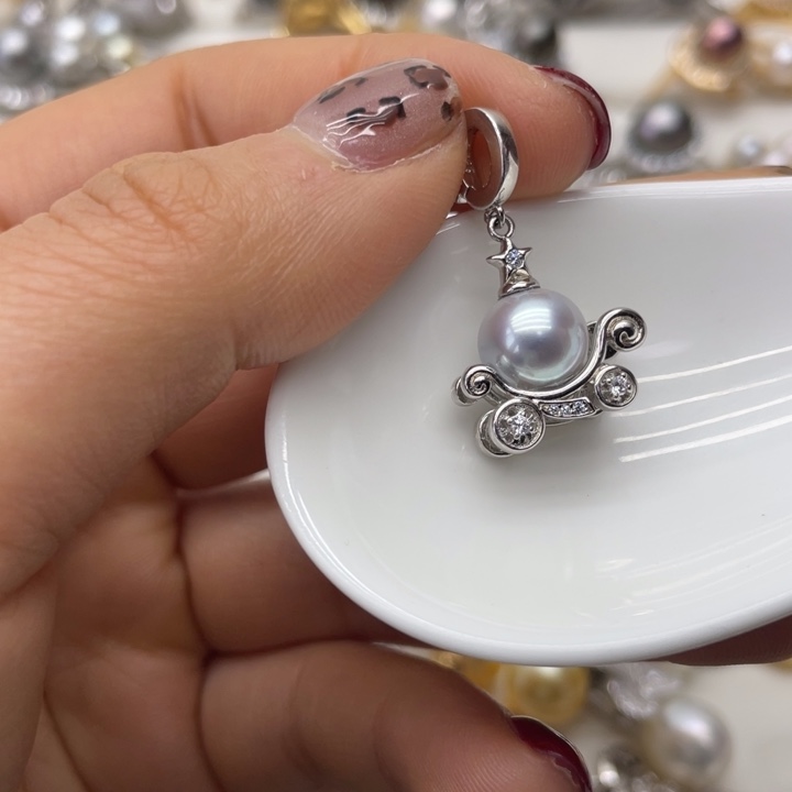 海水珍珠吊坠(不含链)银S925镶嵌