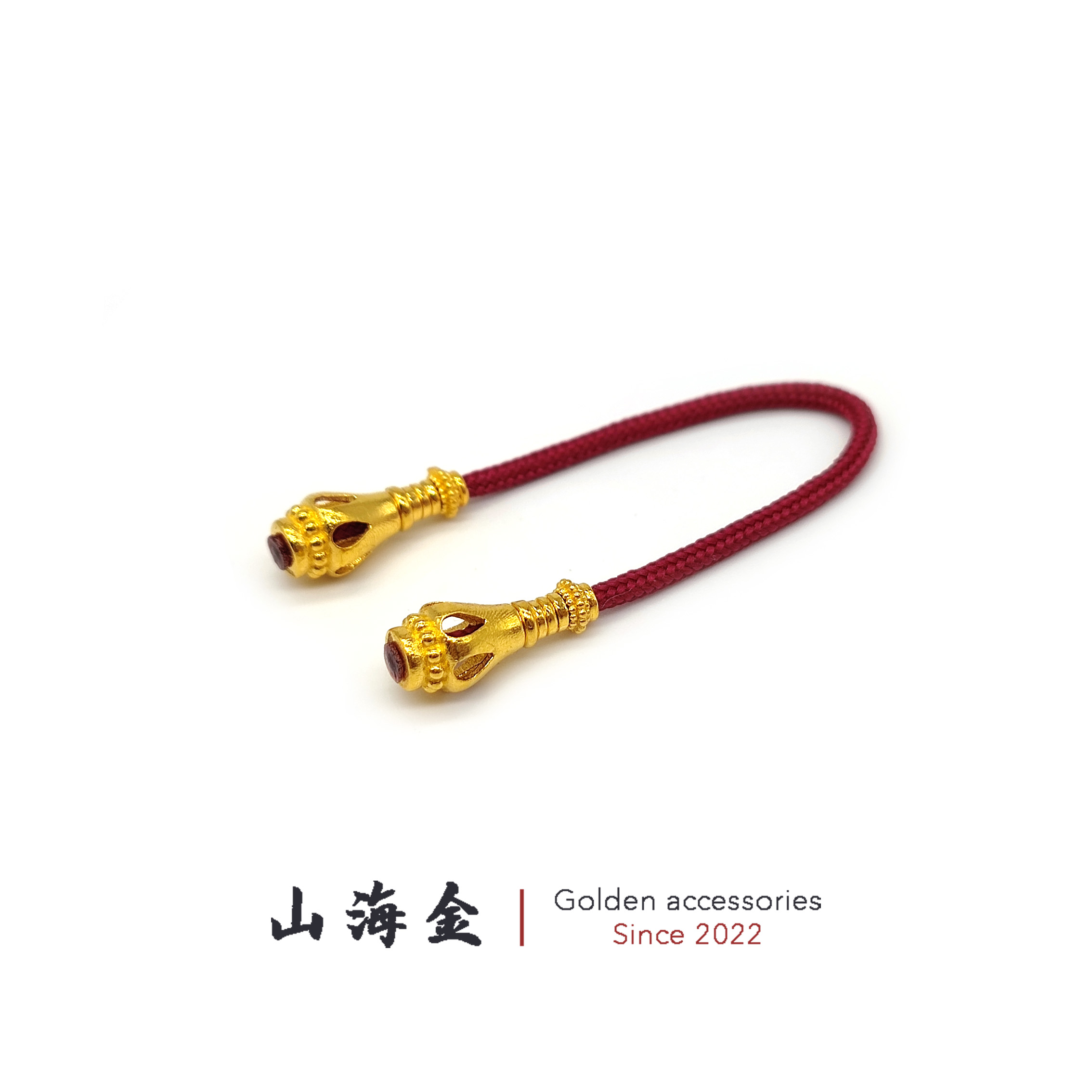 山海金 24K黄金999足金海螺法螺弟子珠尾缀文玩手串佛珠菩提配饰
