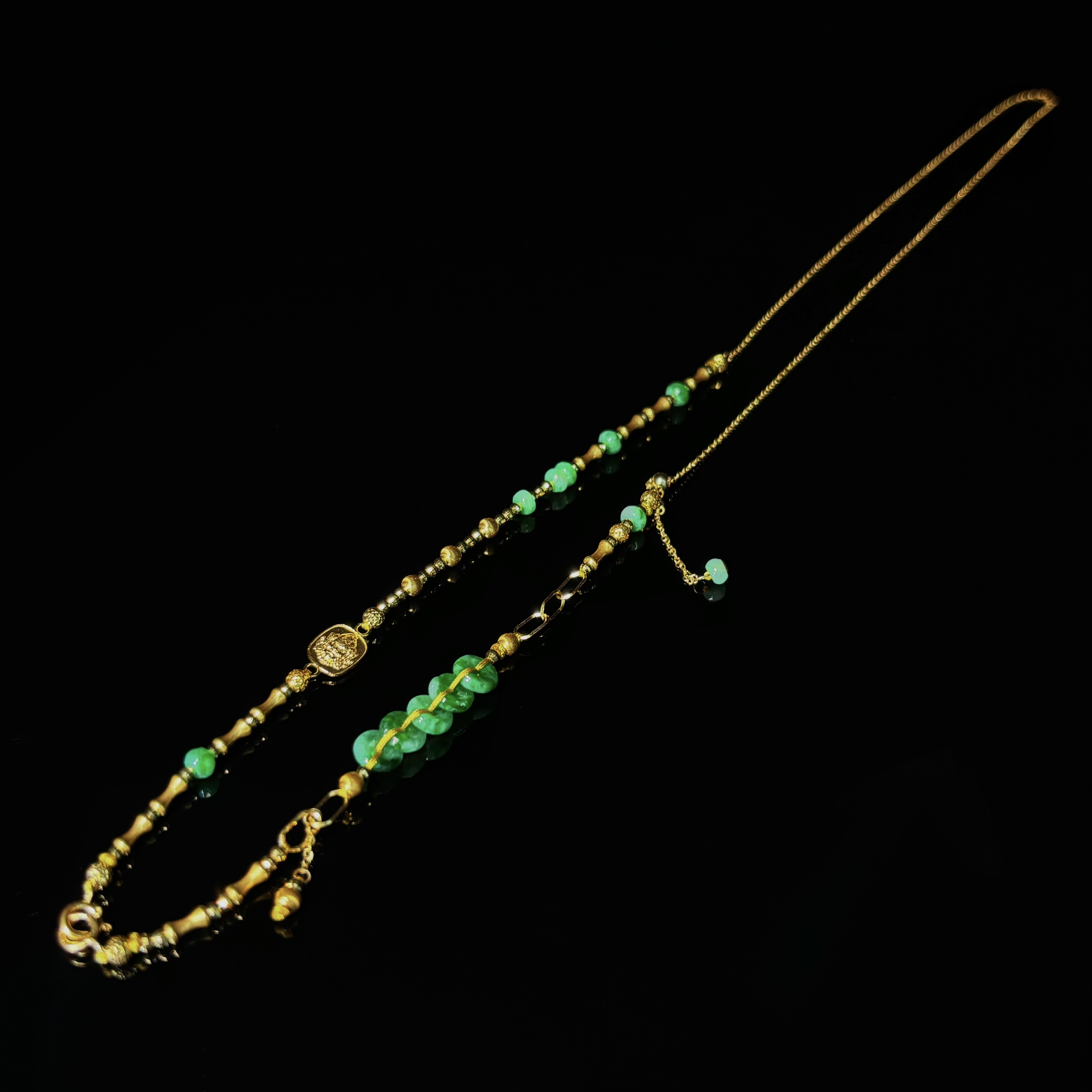 金峦  翡翠黄财神百搭链  18k金 4145 多样性发一件 53cm