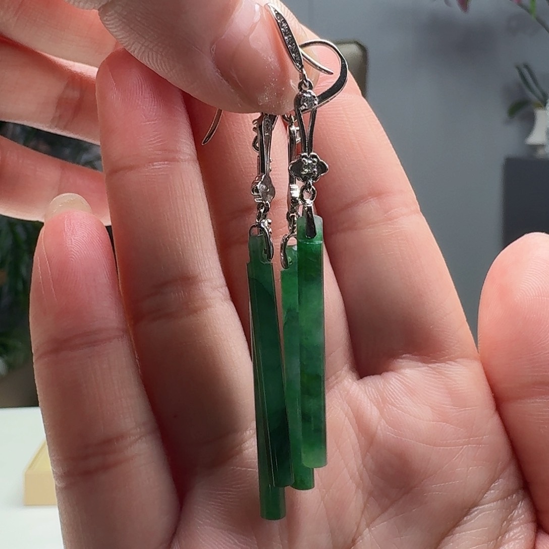 翡翠耳饰银S925镶嵌多样性发货其一