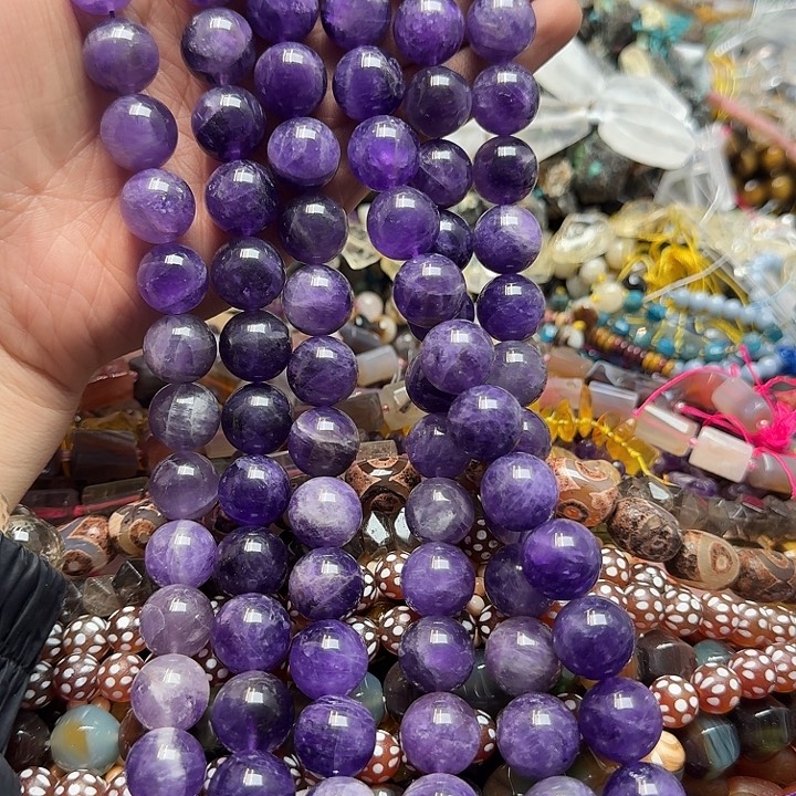 玛瑙/玉髓未镶嵌珠宝半成品一条16mm紫水晶