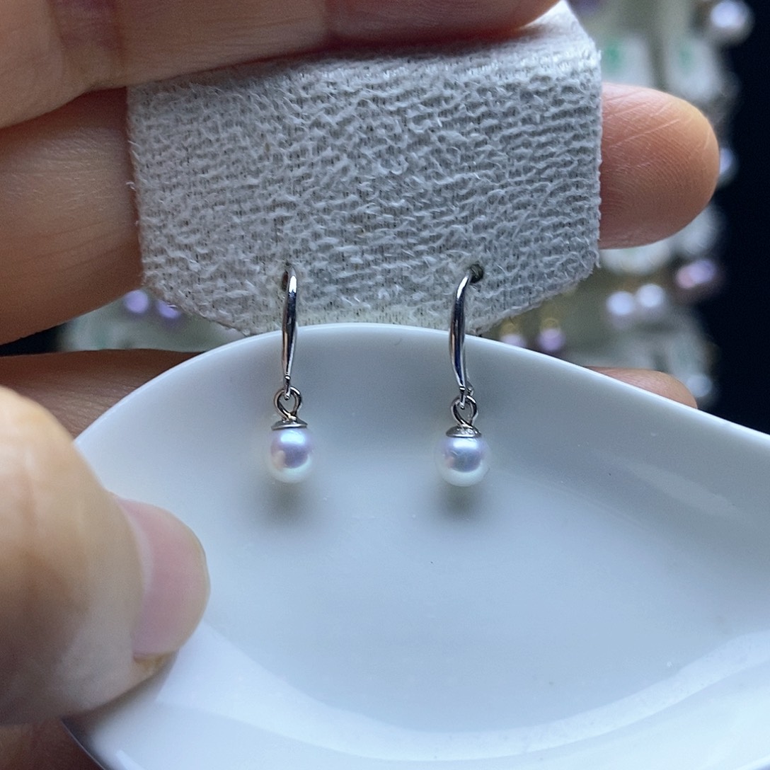 淡水珍珠耳饰银S925镶嵌